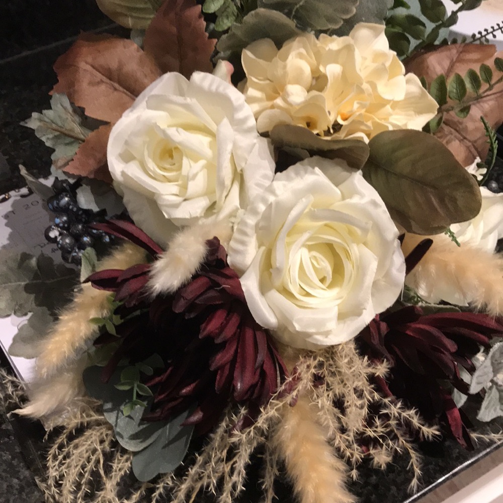 Fall Bridal Bouquet Wedding w Dried Faux Floral Bouquet Matching Bout Final Sale
